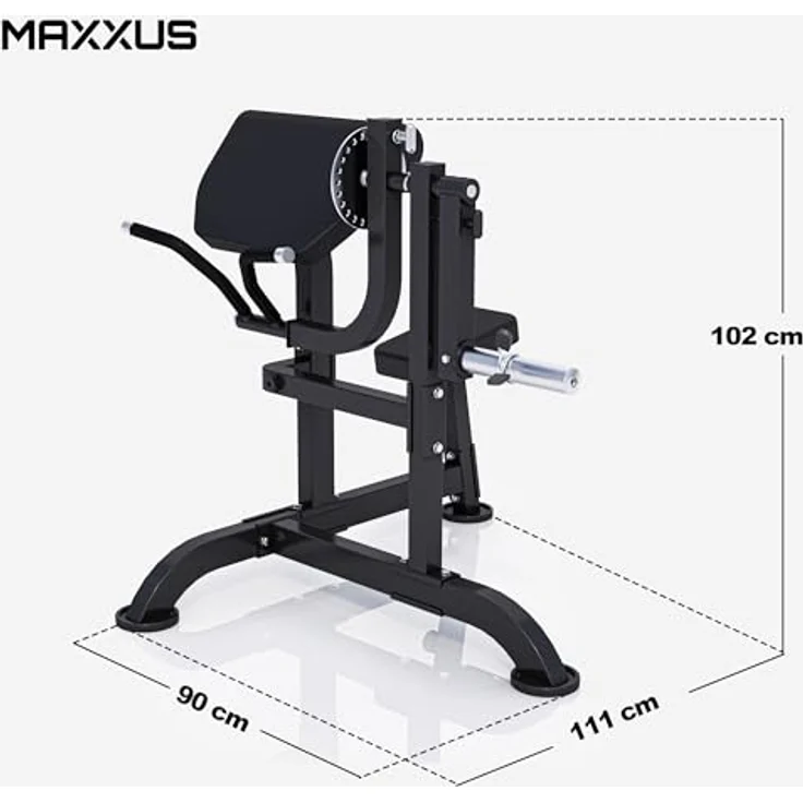 Gorilla Sports MAXXUS Curlbank 2in1 Pro - Vertikal verstellbarer Sitz, 30/50 mm Hantelscheibenhalter, rutschfest, Schwarz mit Chrom-Elementen – Bild 6