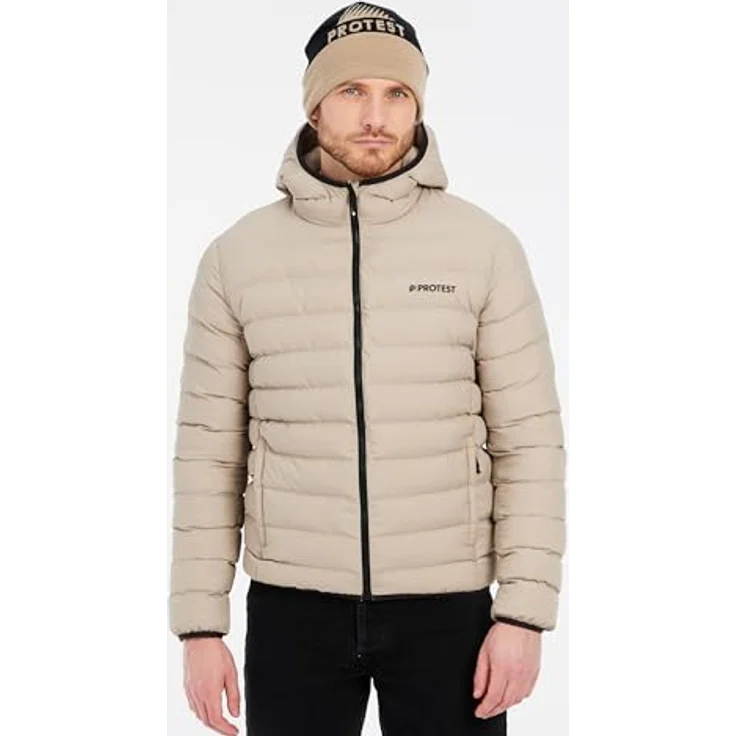 PROTEST PRTBASSO Outdoor Pufferjacke, umweltfreundlich aus Recyclingmaterial, normale Passform, Farbe: BambooBeige, Größe M – Bild 7