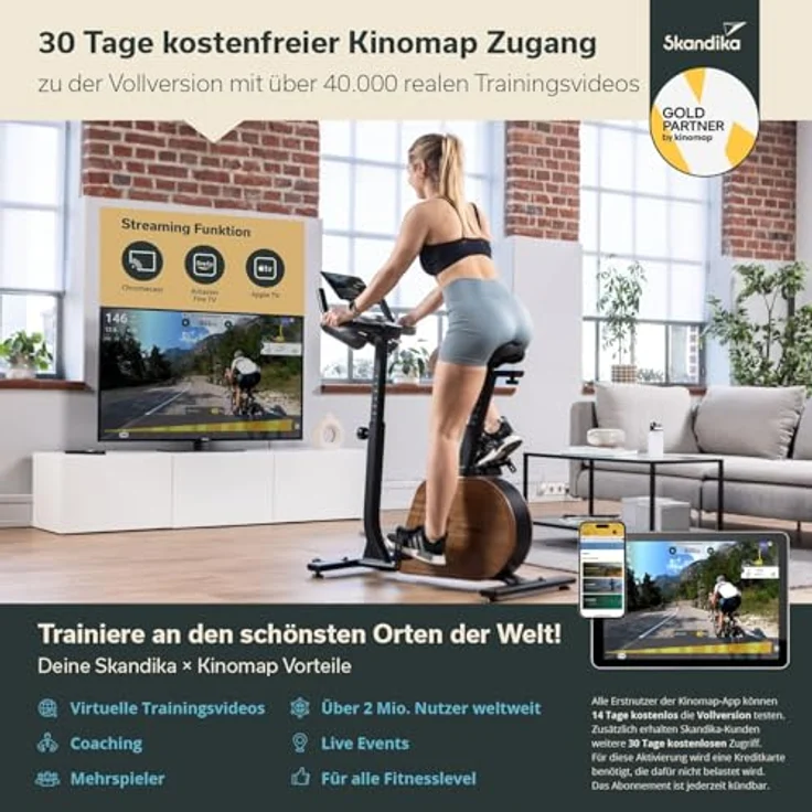 Skandika Trevek P12-G, Ergometer mit Eigenantrieb, 12 kg Schwungmasse, Bluetooth & App-kompatibel, höhenverstellbarem Lenker und Sattel – Bild 5