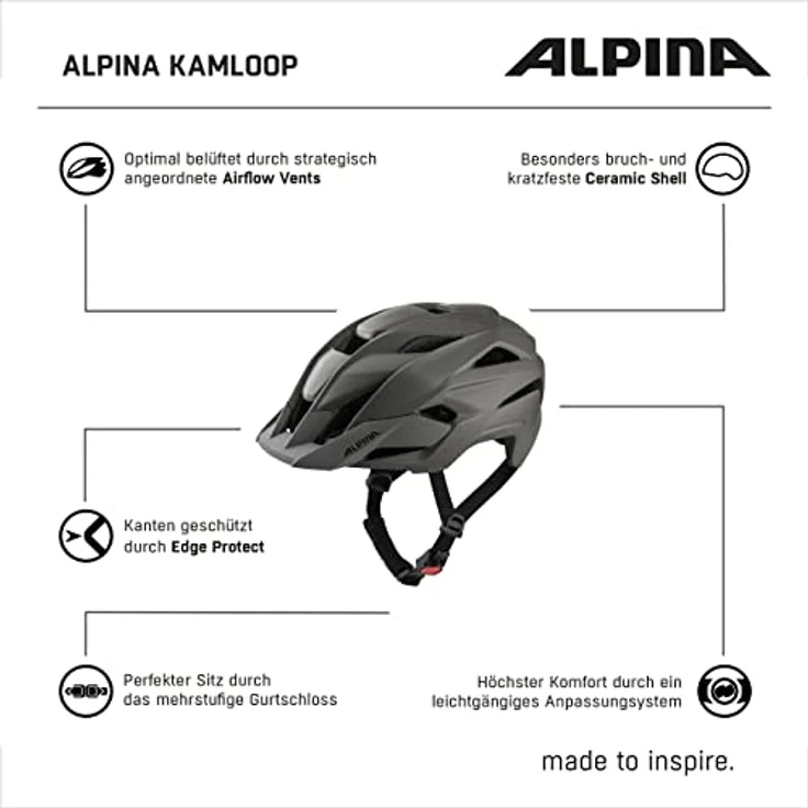 Alpina Kamloop Unisex Fahrradhelm S, leichter MTB-Helm mit optimaler Belüftung und Hi-EPS Schutz – Bild 6