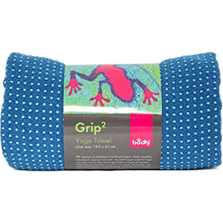 Bodhi GRIP2 Yoga Towel | Rutschfestes Handtuch mit Antirutsch-Noppen (blau/Aqua) | Mikrofaser-Yogatuch ideal für Hot Yoga | Antibakteriell & Hautfreundlich – Bild 1