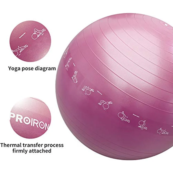 PROIRON Gymnastikball Pezziball Sitzball Büro mit Lehrposen, Anti-Burst Stabilitätsball Yoga Ball Stuhl 55/65/75 cm mit Pumpe und Stecker – Bild 2