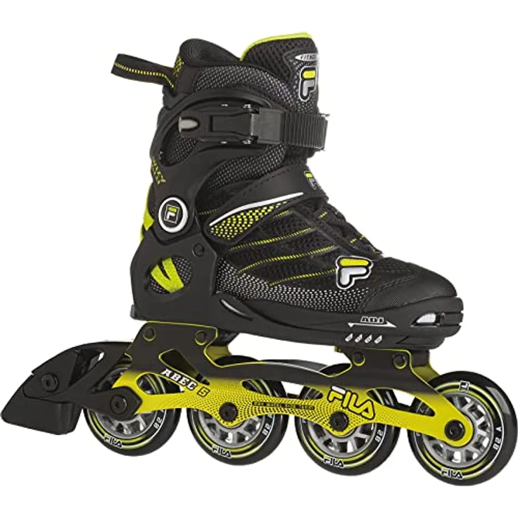 FILA SKATES WIZY ALU Inline Skate Kid, Schwarz/Lime, Größe M (32-35), 74 mm Räder, ABEC 5, Micro Jem Mechanismus – Bild 1