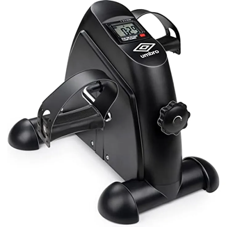 Umbro Mini Fahrrad Arm und Beintrainer - Exercise Bike - Tischfahrrad - Einstellbarer Widerstand und 5 Programme - LCD-Display - Misst Distanz, Hübe und Kalorien - Schwarz