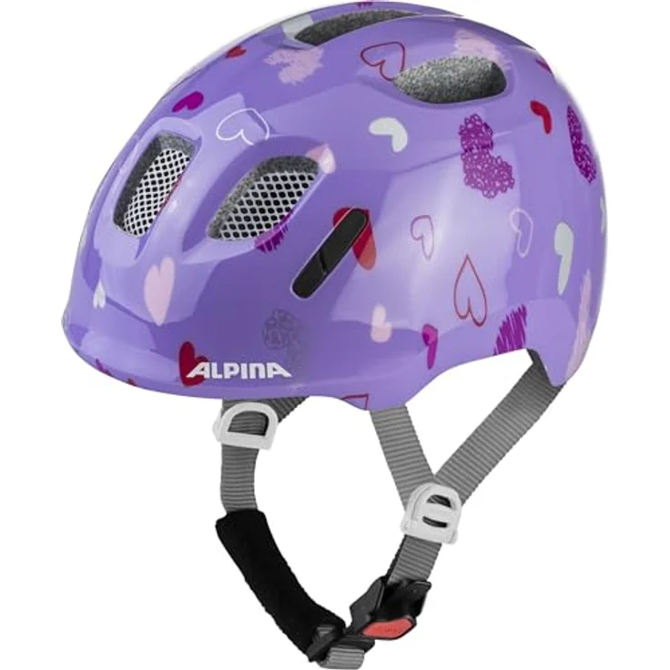 ALPINA Ximo Fahrradhelm für Kinder, leicht, bruchfest & mit optionalem LED-Licht, Purple Hearts Gloss, Größe 45-49 – Bild 1