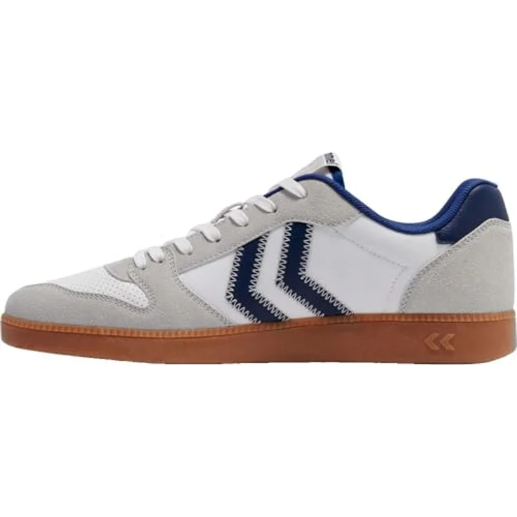 Hummel Perfekt NS Handball Sneaker Schuhe, vegan, strapazierfähiges Obermaterial aus Polyurethan, thermoplastische Gummisohle, White/Blue, Größe 46 EU – Bild 4