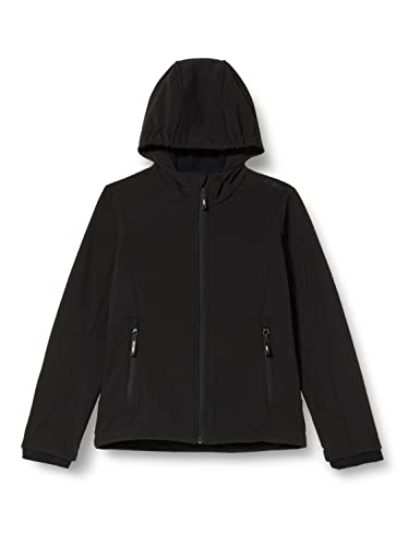 CMP KID G Jacket FIX Hood, Softshell Skijacke für Mädchen, atmungsaktiv, schnell trocken, Farbe: nero, Größe 104