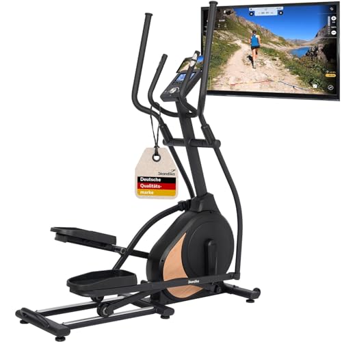 Skandika Crosstrainer Carbon P18, Ellipsentrainer mit 32 Widerstandsstufen, 13 Programmen, LCD Display, App kompatibel, bis 135 kg, für Heimtraining