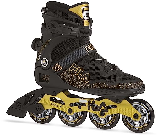 FILA Legacy QF, Inline Skates für Herren, Schwarz mit goldenen Akzenten, 84 mm Räder, ABEC 7 Lager