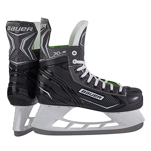 Bauer Herren Schlittschuhe X-LS, Eishockeyschuhe Größe 45,5 mit Edelstahlkufen, schwarz, bequemer Fleece-Innenschuh und Knöchelpolster