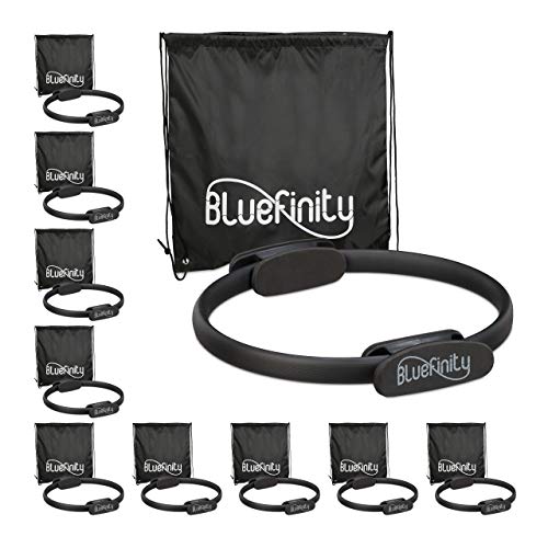Bluefinity Pilates Ring, 10x Widerstandsring Ø 37cm, gepolstert, mit Doppelgriff, Fiberglas, schwarz, für Ganzkörpertraining