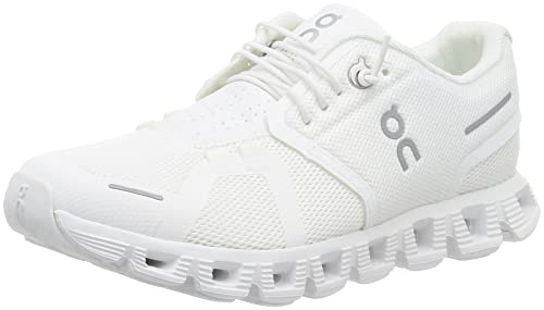 ON Running Cloud 5, Damen Sneakers Laufschuhe, All-White, EU 39 US 8, Synthetik, Schnürung