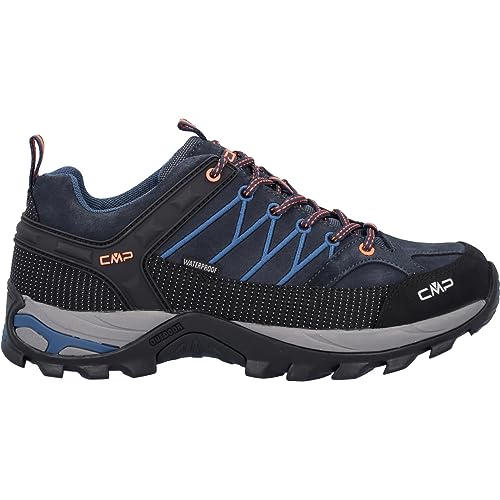CMP Campagnolo Rigel Low WP, Herren Wanderschuhe, wasserdichtes Veloursleder, Gummisohle mit FullOn GRIP-Technologie, Blau, Größe 45