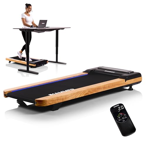 HAMMER Laufband Walk 2.0 NorsK, Walking Pad mit 2-fach verstellbarer Steigung, LCD-Fernbedienung, LED-Laufmarkierungen und Transportrollen, bis 6 km/h