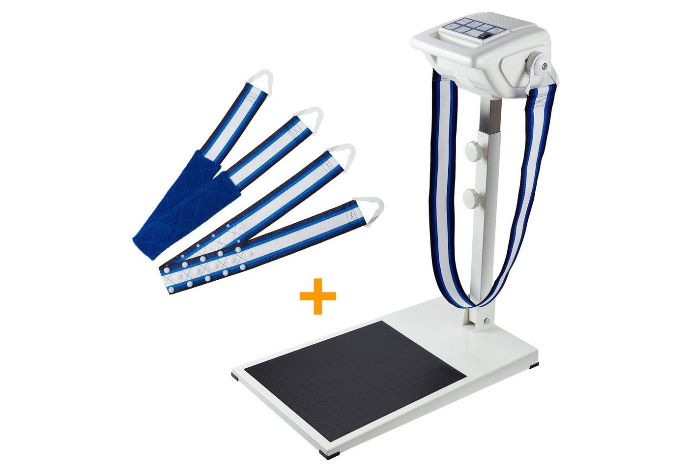 MASPO Bandmassagegerät MASPO Topfit 3000 PROFI Bandmassagegerät inkl. 3 Massagegurten, blau/weiß