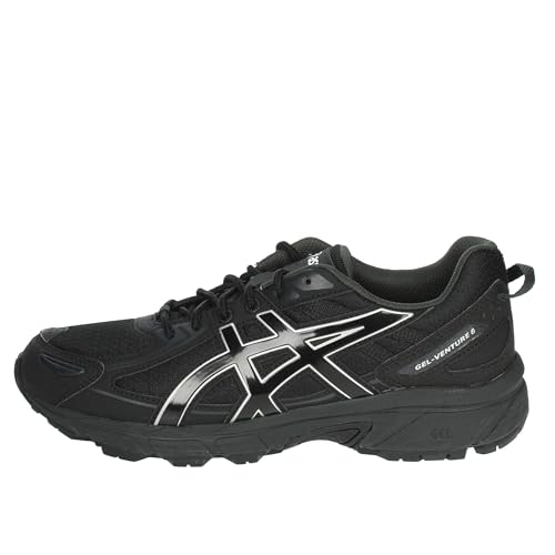 Asics Gel-Venture 6, Laufschuhe mit Gel-Technologie und Traction-Muster, Schwarz/Schwarz, Größe 42