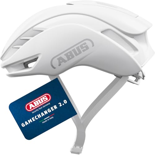 ABUS GameChanger 2.0 Rennradhelm, High Performance Aerohelm mit optimierter Aerodynamik und Belüftung, Größe M, Pure White