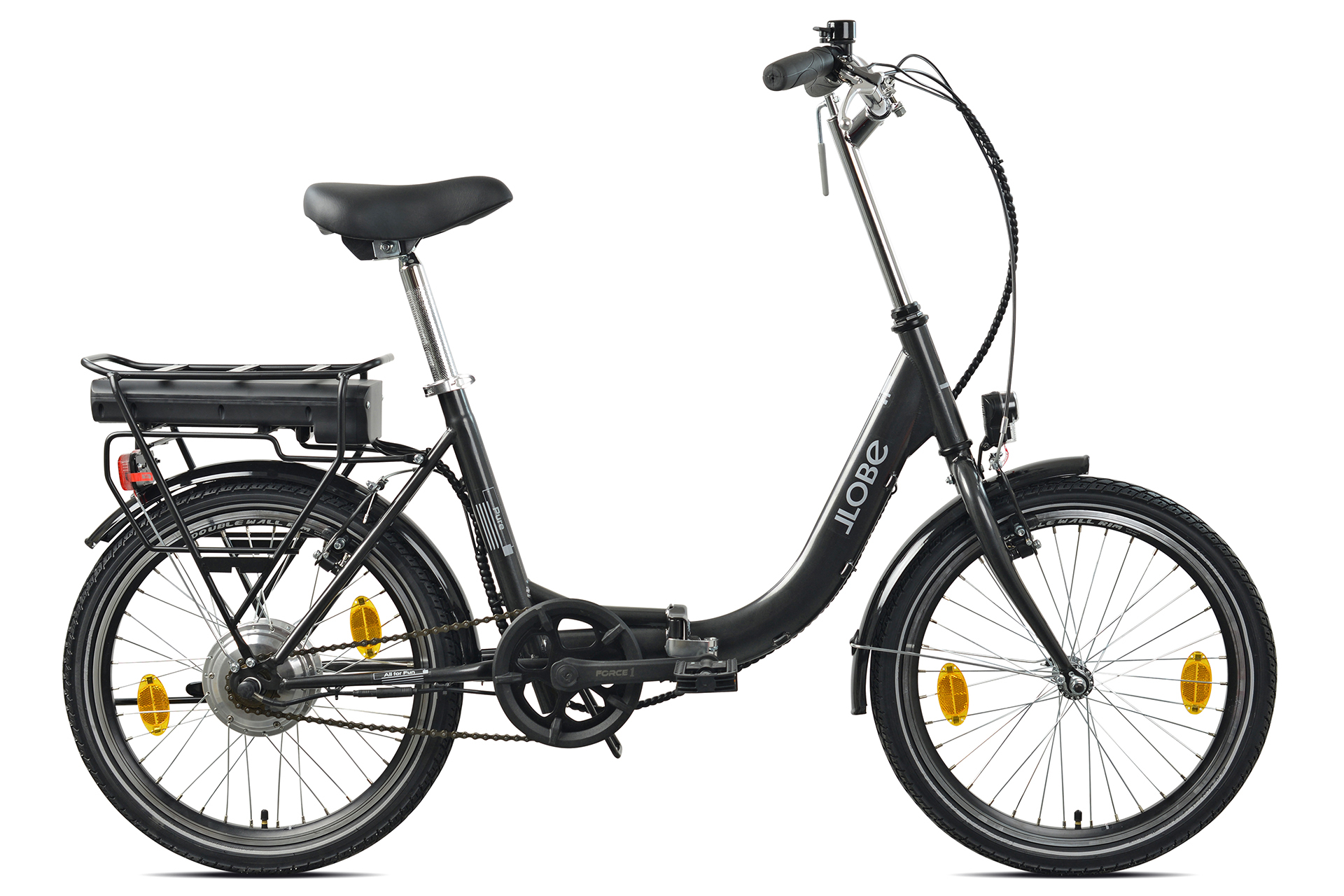 LLobe Falt E-Bike 20" Pure schwarz, 250 Watt Hinterradnabenmotor, 50 km Reichweite, faltbar