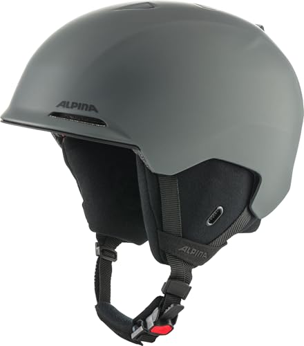 ALPINA BRIX Skihelm für Erwachsene, individuell verstellbar mit herausnehmbarem Innenfutter und stoßabsorbierender Ceramic Shell - Midnight-Grey matt - M (55-59 cm)
