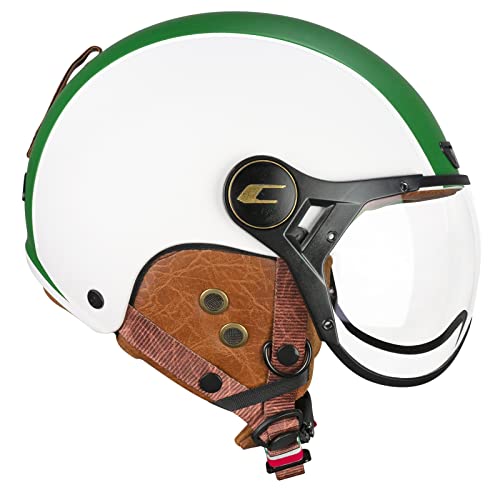 CGM EBI Unisex Skihelm, Weiß Grün Rot Matt, CE EN1078 & CE EN1077, L (59cm) mit Air Stream Belüftung und herausnehmbarer Innenausstattung