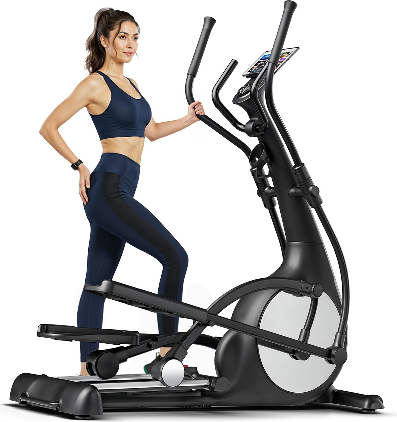 Sportstech sCross Crosstrainer – Ultraleiser magnetischer Ellipsentrainer mit 32 Widerstandsstufen, App-Anbindung, Self-Generating-System und LED-Display