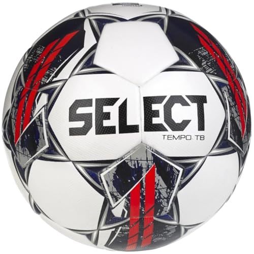 Select Tempo TB FIFA Basic V23, Unisex Fußball aus Synthetikleder, White/Black/Navy/Red, Größe 4