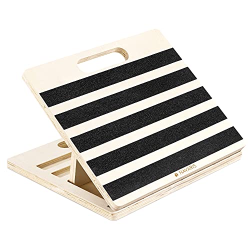 Navaris Wadendehner Slant Board, Holz, verstellbares & rutschfestes Schrägbrett für Wadenstrecker, 38 x 33 x 4 cm, mit Griff für einfachen Transport