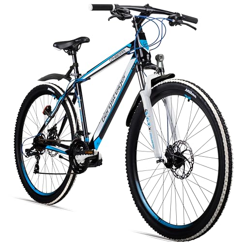 Bergsteiger Canberra 29 Zoll Mountainbike, Aluminium Rahmen, Hardtail MTB mit 21 Gang-Schaltung, Scheibenbremsen, Licht & Schutzblech, Gabel-Federung