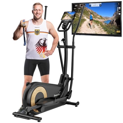 Skandika Crosstrainer Carbon P24-RG, leiser Ellipsentrainer mit Generator, 16 Widerstandsstufen, bis 150 kg, computergesteuert, elektronischer Widerstand für Zuhause
