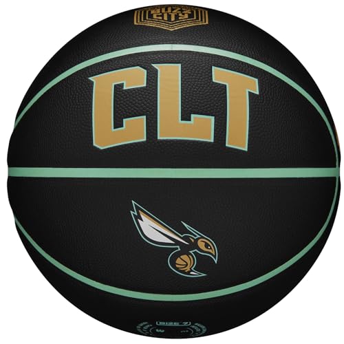 Wilson NBA Team City Collector Charlotte Hornets Ball WZ4016404ID, Unisex Basketbälle aus Verbundleder, Schwarz, Größe 7 EU