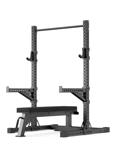 Atletica R7 Squat Rack Ghost Set | Hochbelastbare Flachbank mit Standfunktion, Spotter Arms, J-Hooks und Klimmzugstange inkl.