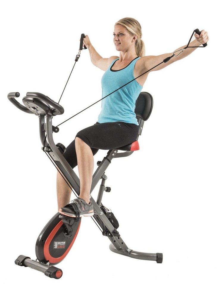 MOTIVE FITNESS by U.N.O. Heimtrainer Multi-Function X-BIKE mit Seilzug für Arme und Beine, inkl. Unterlegmatte, Schwarz