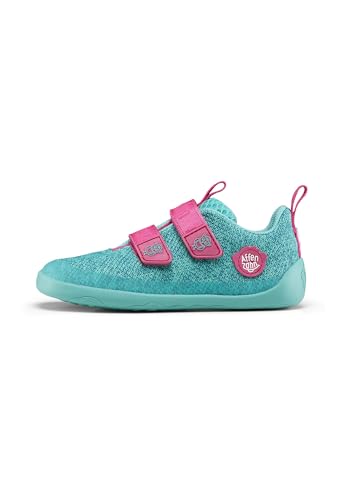 Affenzahn Kid's Barfussschuh Knit Happy, Unisex Kletterschuhe aus recyceltem Polyester mit Klettverschluss, Grün