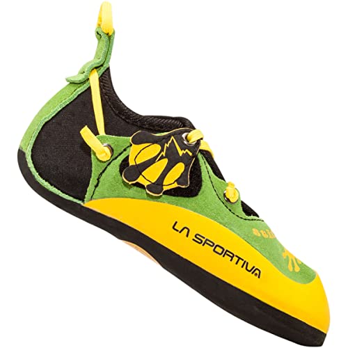 La Sportiva Stickit Climbing Shoes Kids (32), Unisex Kletterschuhe mit Klettverschluss, Grün, FriXion RS Sohle