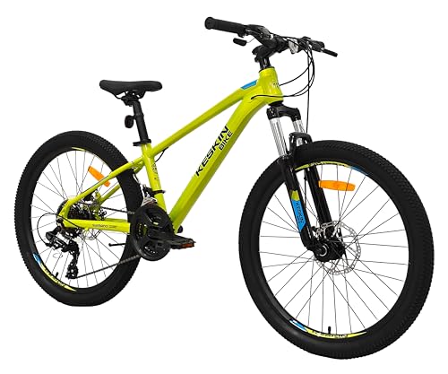 Keskin HT MTB1 24" Kinder Mountainbike – 21-Gang, Aluminiumrahmen, 2.35" Luftreifen, hydraulische Scheibenbremsen, Neongrün