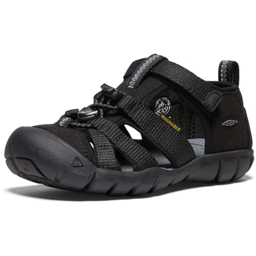 KEEN Wanderschuhe, strapazierfähige Kunstleder/Textil Outdoorsandalen für Kinder, dämpfende EVA-Zwischensohle, PFC-frei, Schnell-Schnürsystem mit Klettverschluss
