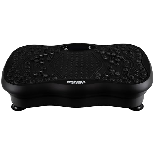 Miweba Sports Vibrationsplatte, 120 Intensitätsstufen, 5 Programme, Massagegerät für Zuhause, Fettverbrenner, Muskelaufbau, schwarz, mit Bluetooth-Funktion