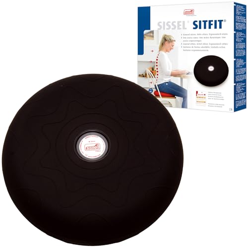SISSEL Sitfit Balancetrainer Sitzkissen, Ergonomisches Kissen für aktives und dynamisches Sitzen, Schwarz, ø 33 cm, max. Belastbarkeit 150 kg