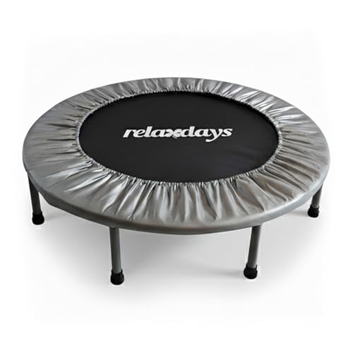 Relaxdays Indoor Trampolin, Ø 95 cm, faltbares Minitrampolin bis 100 kg für Fitness & Gymnastik, grau