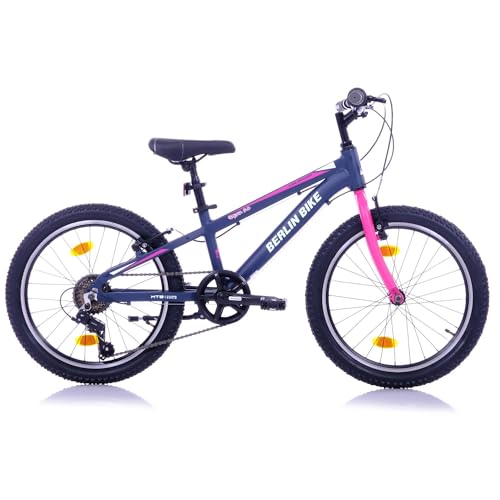 BERLIN BIKE Kinderfahrrad Grizz 20 Zoll MTB, Aluminiumrahmen, 7-Gang Shimano-Schaltung, ideal für 6–9 Jahre, Jungen und Mädchen