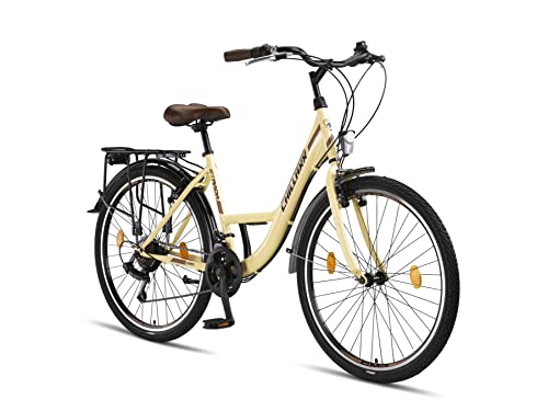 Chillaxx Bike Strada Premium City Bike 26 Zoll Beige V-Bremse - 21 Gang-Schaltung Hollandfahrrad Citybike