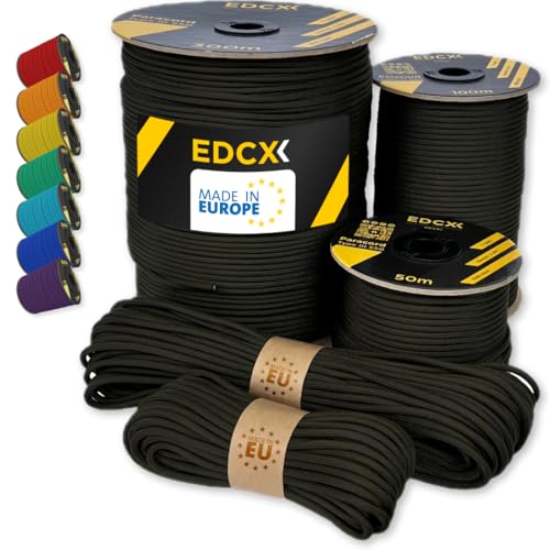 EdcX Paracord 550 Typ III, 4 mm Nylonseil in Army Green, 300 m, ideal für Camping und DIY-Projekte