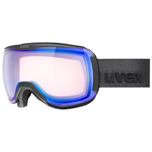 Uvex downhill 2100 V, selbsttönende Skibrille mit Anti-Fog-Beschichtung für Damen und Herren, black matt/blue-clear, one size