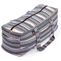 bodhi ETHNO Collection: Yoga Kit Bag aus Ikat-Webstoff, schwarz-weiß-blau gemustert, große Tasche mit Reißverschluss