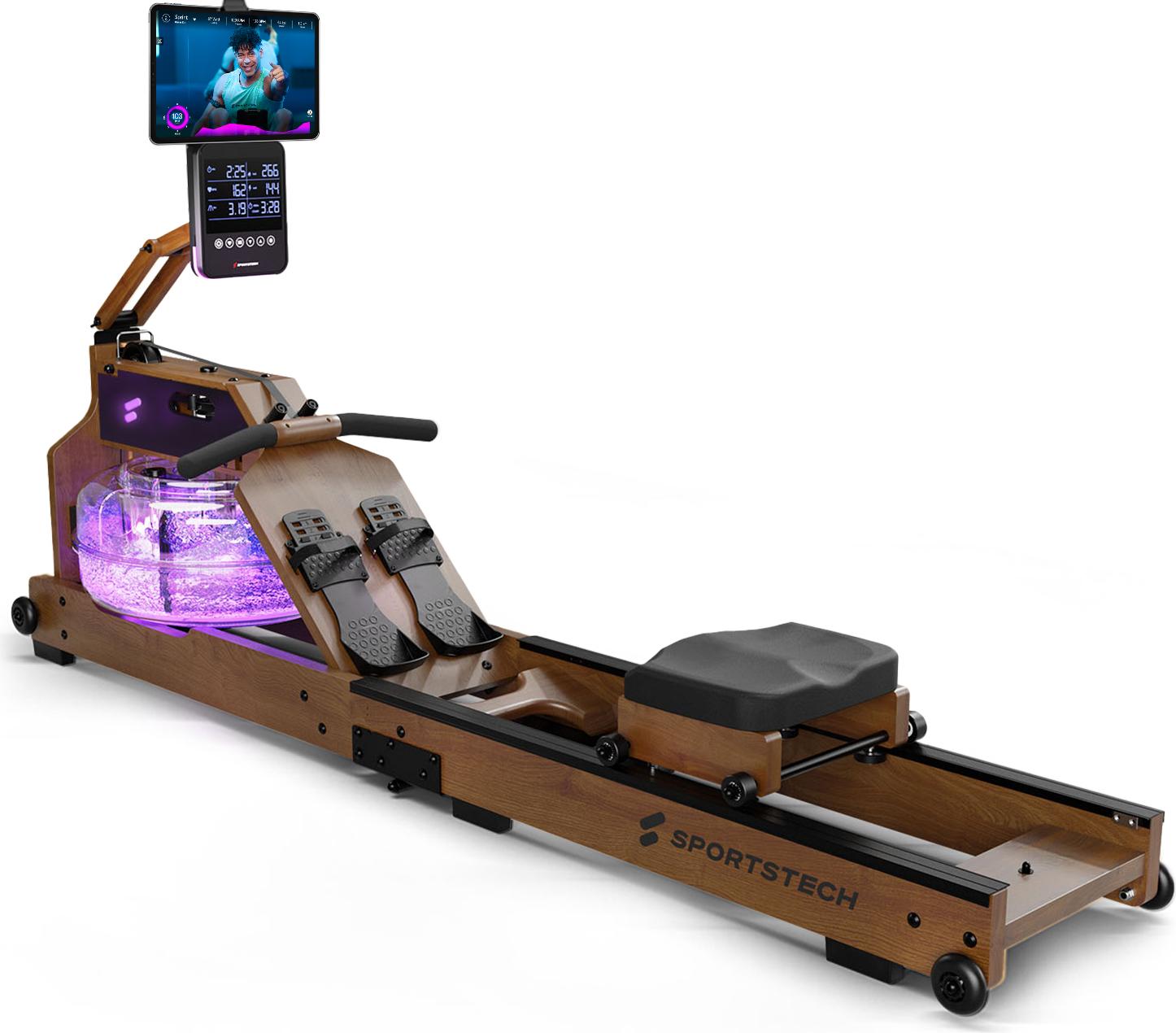 Sportstech Rudergerät WRX1000, mit LCD-Anzeige, LED-Feedback, klappbar für effektives Ganzkörpertraining