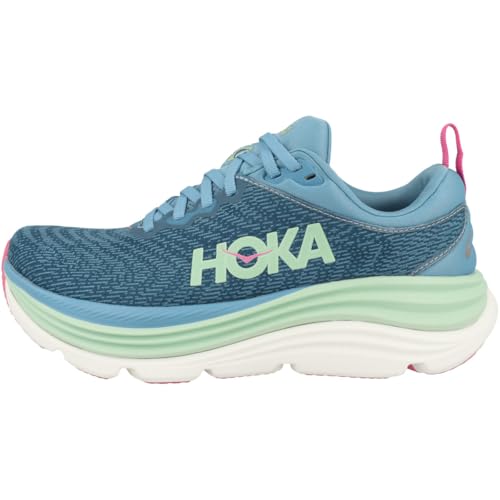 Hoka Gaviota 5, Damen Laufschuhe mit Active Foot Frame-Technologie und atmungsaktivem Jacquard-Obermaterial, Blau, 40 2/3
