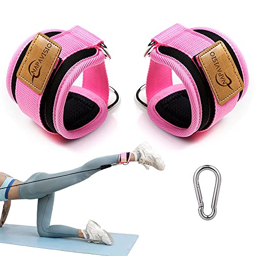 Fußschlaufen Kabelzug, 2 Stück Fußschlaufen mit D-Ringen Fußmanschetten und Karabiners, Ankle Straps für Fitness Training, Fußmanschetten kabelzug für Männer und Frauen Beinstrecker