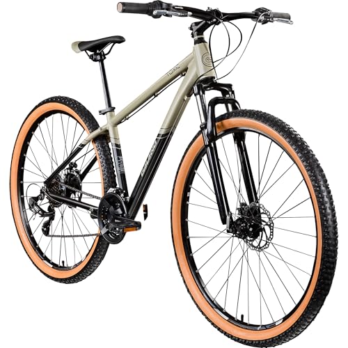 Galano Toxic Mountainbike Hardtail 29 Zoll, 21 Gang, Federgabel, Scheibenbremsen, schwarz/beige, 40 cm