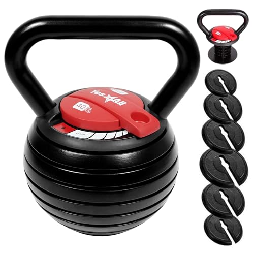 Kettlebell En Ciment Yes4All - Poids De 4 à 20 Kg (ici 20 Kg) - Poignée Ergonomique, Base Plate Pour Stabilité - Entraînement Complet Du Corps