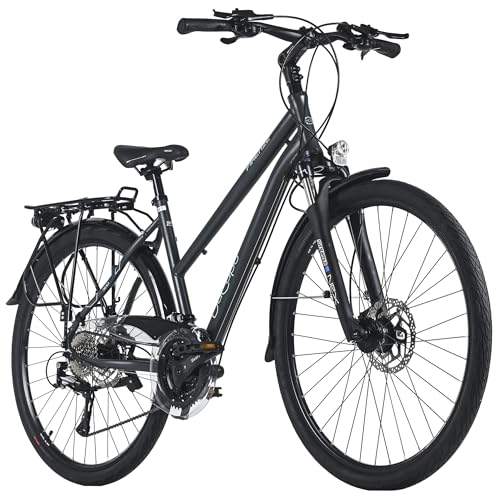 DACAPO Firenze 300, Trekkingrad Damen 28'' in Anthrazit, 24 Gänge, RH 48 cm, Hydraulische Scheibenbremsen